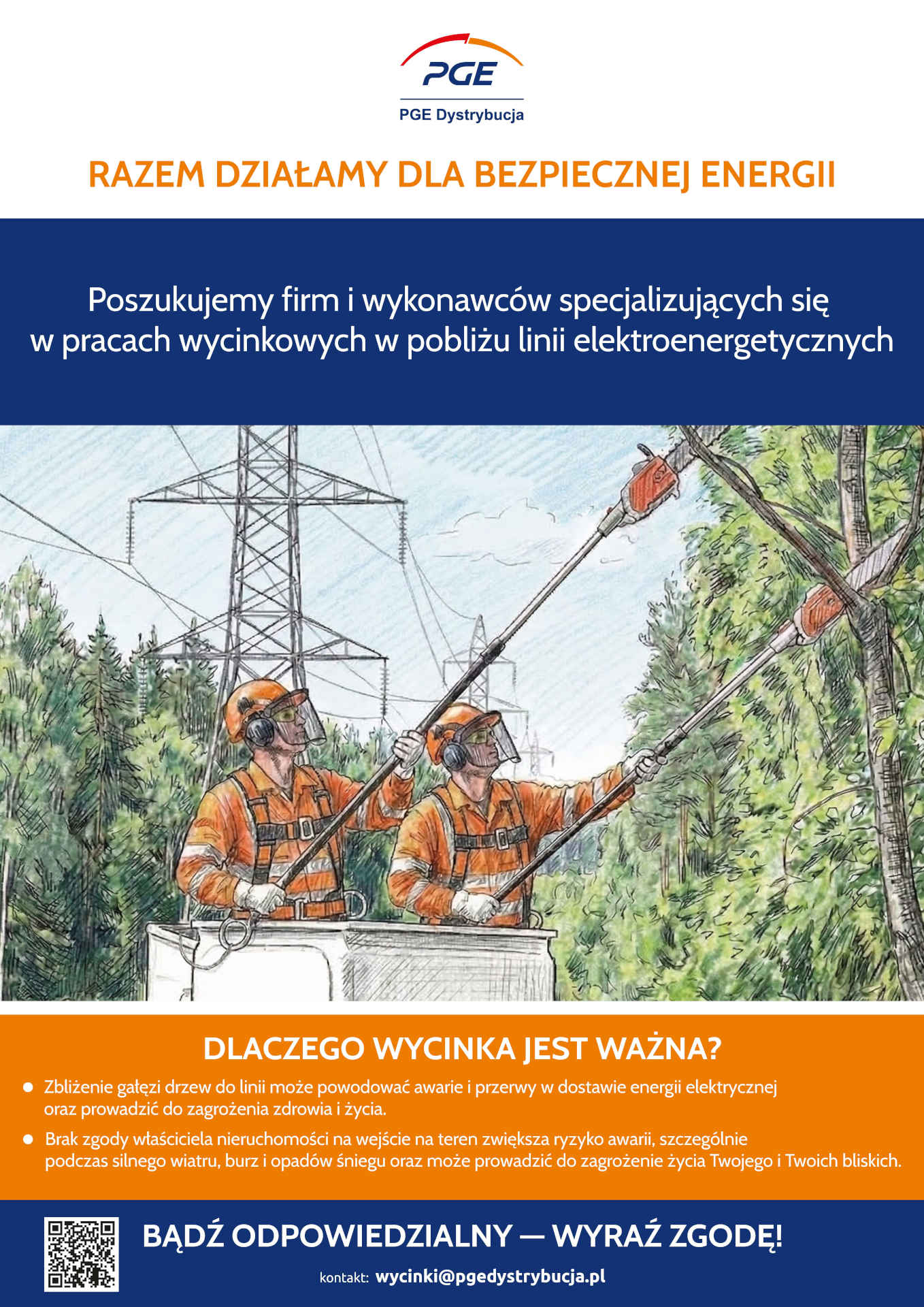 Plakat wycinki drzew przez PGE