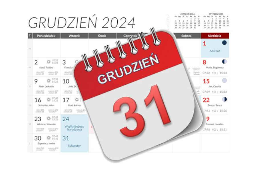 Kalendarz - 31 grudnia 2024
