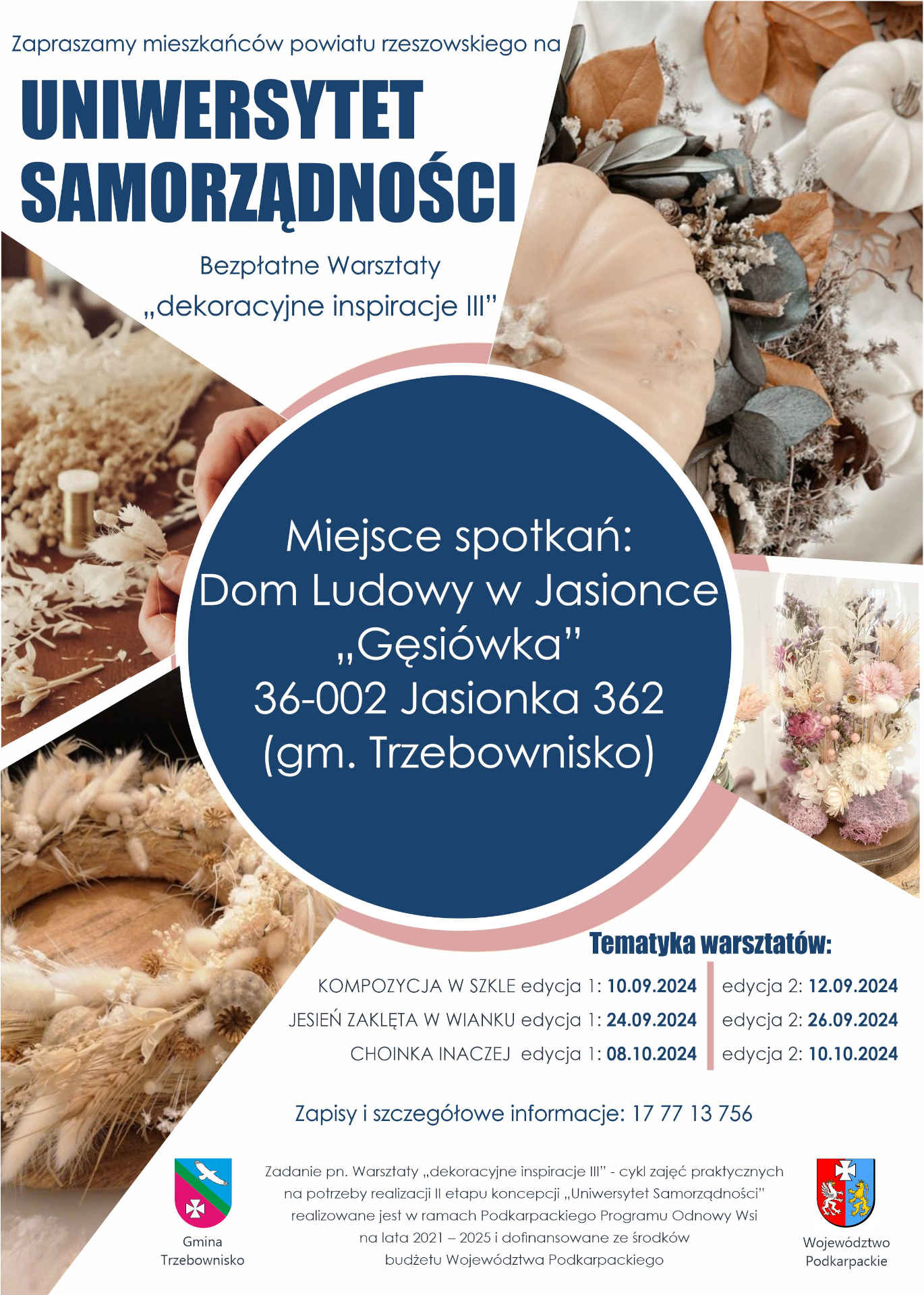 Dekoracyjne inspiracje plakat warsztatów