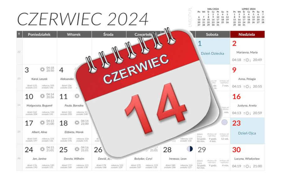 Kalendarz - czerwiec 2024