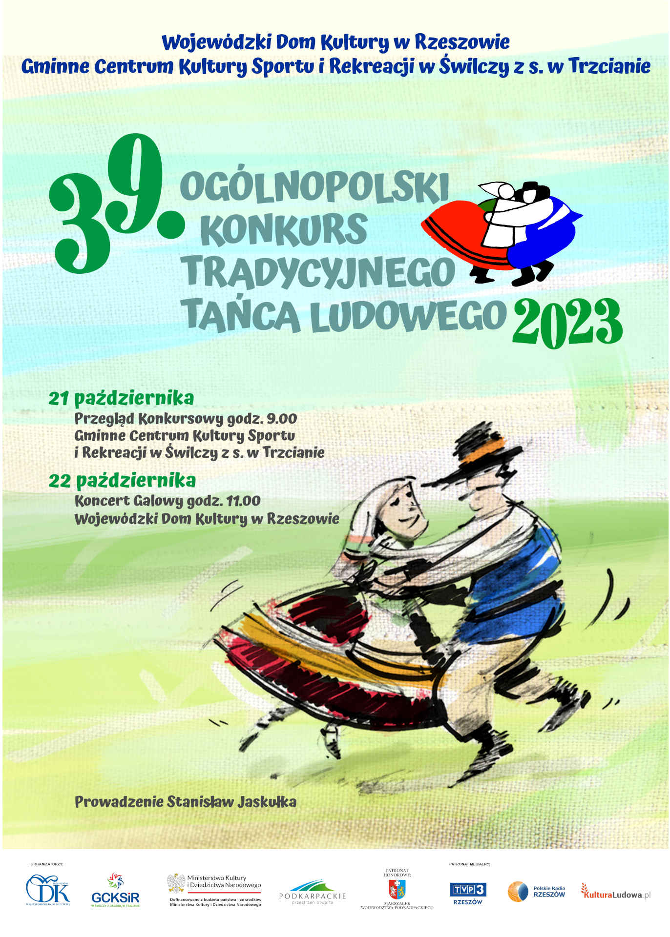Plakat 39 Ogólnopolskiego Konkursu Tradycyjnego Tańca Ludowego