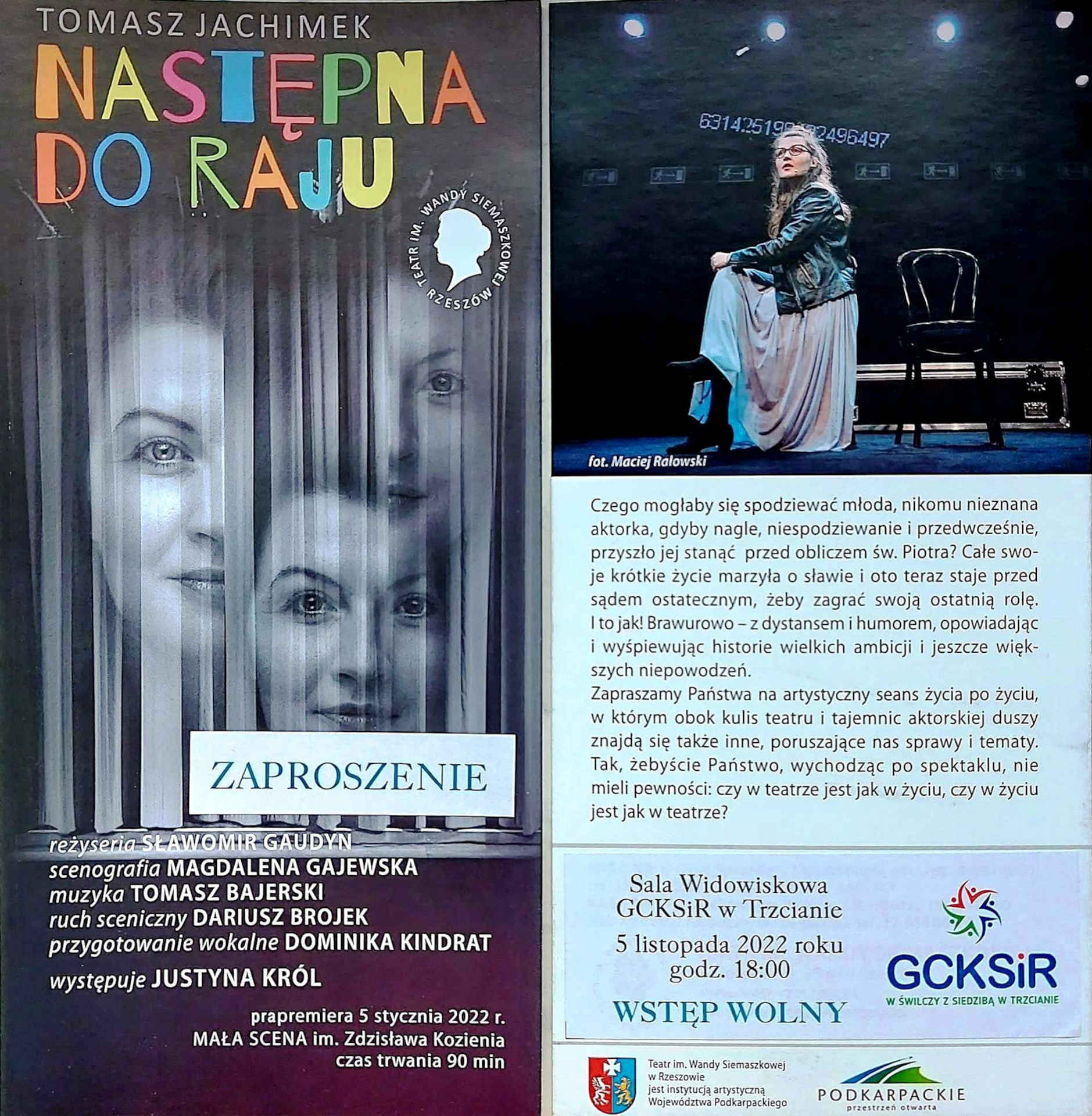 Plakat spektaklu "Następna do raju"