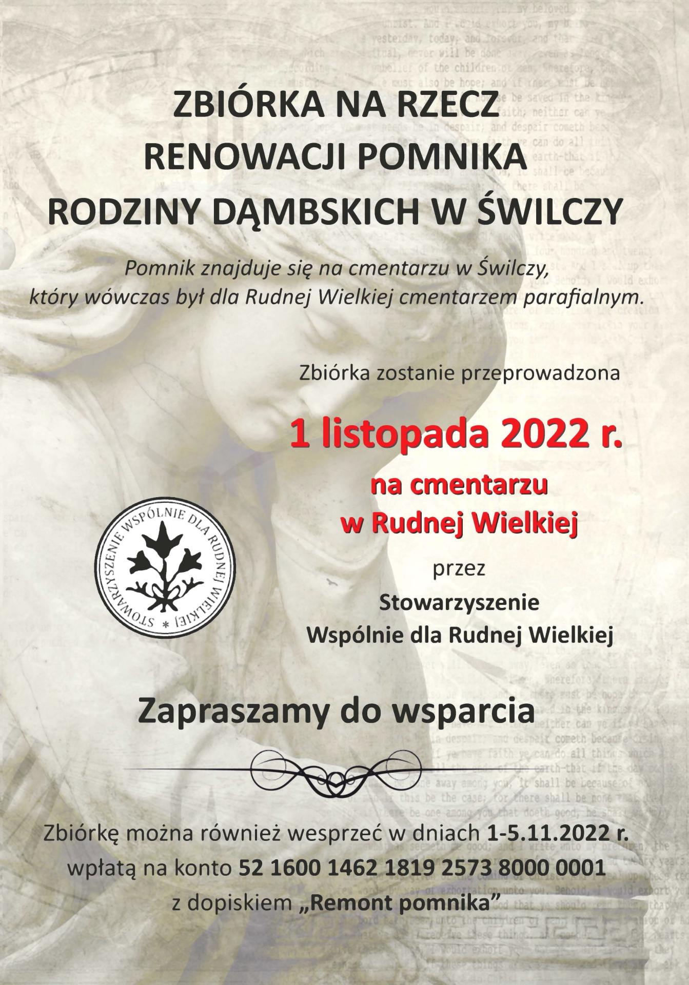 Ulotka zbiórki na renowację - strona nr 1