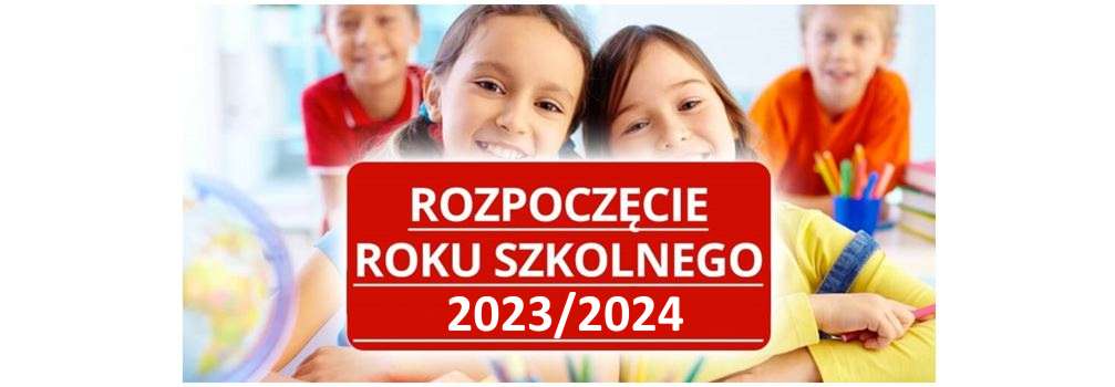 Baner - dzieci z napisem nowy rok szkolny